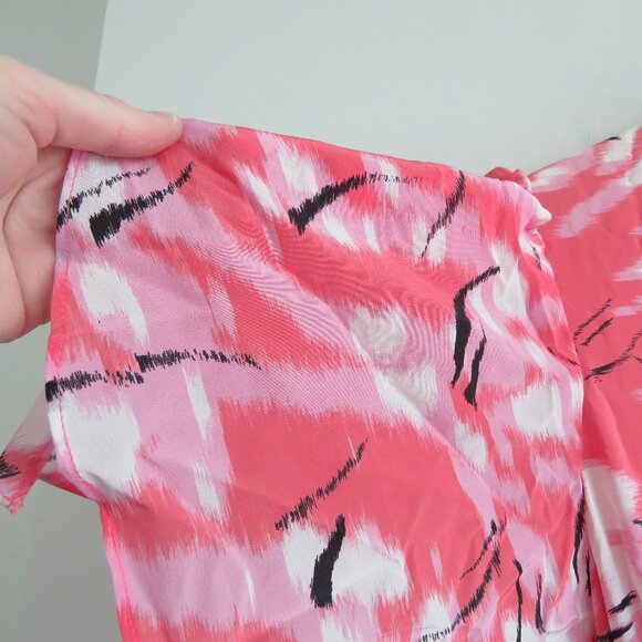 CLAUDIE PIERLOT Rabanel 100% Silk Crepe De Chine Abstract Print Ruffle Dress NWT - Picture 4 of 15